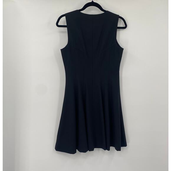 Theory Bonbi Wool Dress Fit & Flare Zipper Front Mini Sleeveless Black Womens 4 - Picture 4 of 8
